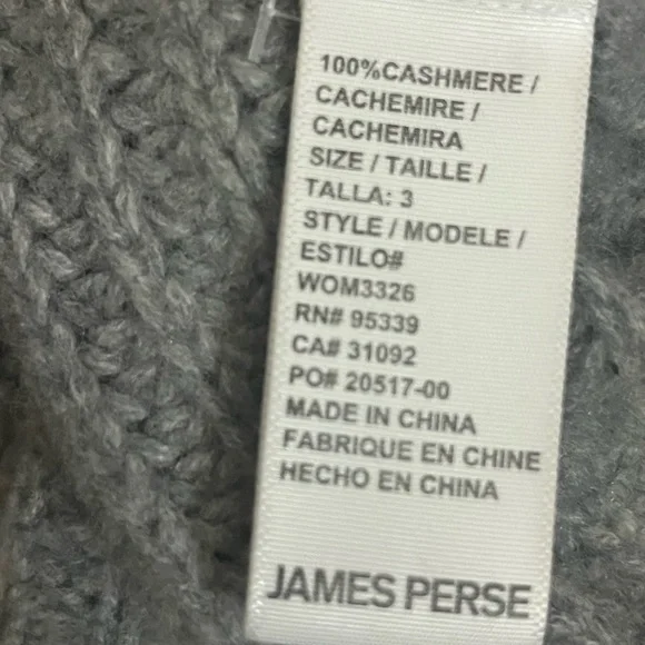 James Perse Gray 100% Cashmere Ribbed Turtleneck Sweater, size 3 - Picture 13 of 14